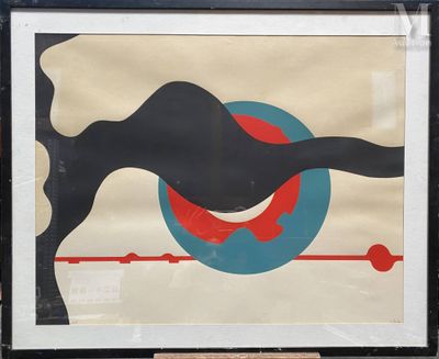 tableau représentant un chat noir avec un cercle rouge au milieu