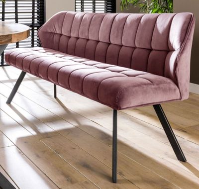 Banquette esprit vintage en velours rose, dimensions: 180x58…