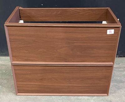 a wooden box that has two drawers on it