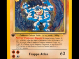 a close up of a pokemon card with a picture of a blue and white character on it
