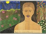 a painting of a man with a moustache on his face