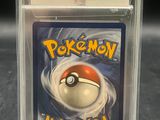 a close up of a pokemon card in a plastic case