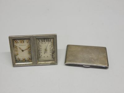 montre de poche plaquée argent et porte-cartes de visite