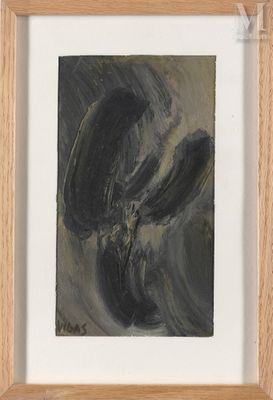 une image représentant un tableau d'un oiseau noir dans un cadre blanc