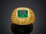 an emerald and diamond ring, by van cleef