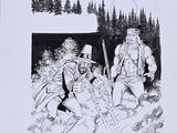 a drawing of a man and a woman in the woods