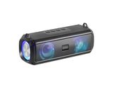 an image of a black speaker with blue lights on it