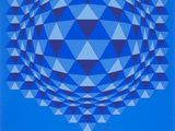 an image of a blue and white geometric design on a blue background
