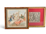 deux tableaux représentant une scène religieuse, dans un cadre en bois