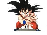cartoon of a young goku doing a karate pose with his hands
