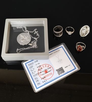 a box with a lot of jewelry on it