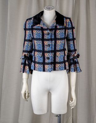 CHANEL Printemps 2009 Veste en tweed de coton et laine bleu/… - Photo 1