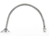 silver plated bracelet with a snake design on a white background