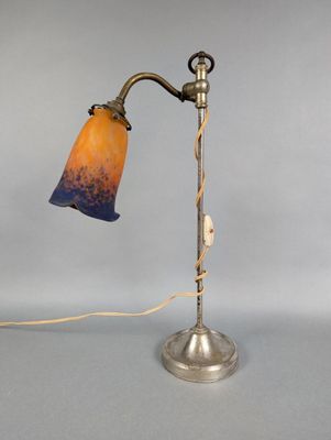 an image of a table lamp with a glass shade on it