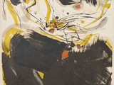 une image représentant une peinture noire et jaune sur fond blanc