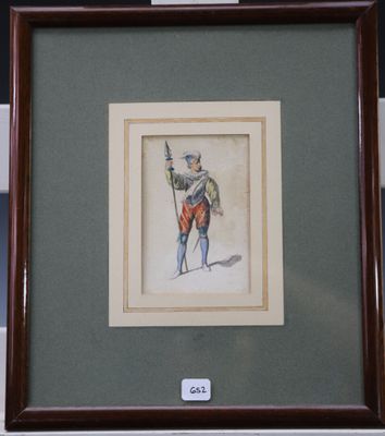 tableau représentant un homme en uniforme tenant une épée, dans un cadre en bois