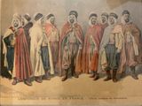 an old painting of a group of men standing next to each other