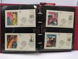 a red binder with four different stamps on it
