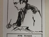 a black and white drawing of a man in a suit and tie