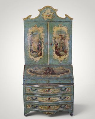 Important tableau sicilien de Trumeau avec des scènes galant…