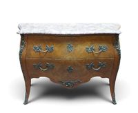 COMMODE en placage de bois rose ouvrant à deux tiroirs sans …
