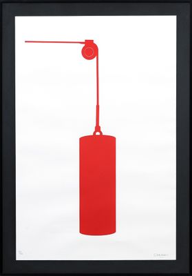 an image of a picture of a red object in a black frame