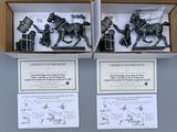 two boxes with figurines of knights and horses in them