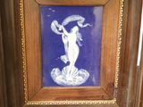 a picture of a picture of a woman on a blue background