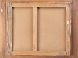 an old wooden picture frame with a picture of a cat in it