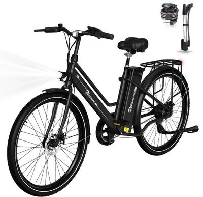 un vélo noir avec un panier et une paire de ciseaux