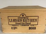 wooden box with label of chateau la mission haiti - brun grand cru classe