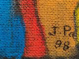 a close up of a piece of art that is on display