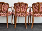 three wooden chairs with red upholstered upholstered upholstered upholstered upholstered upholstered upholstered upholstered upholstered
