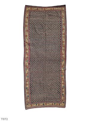 a brown and red rug on a white background