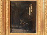 une image représentant un tableau où l'on voit un homme assis sur une chaise devant une fenêtre