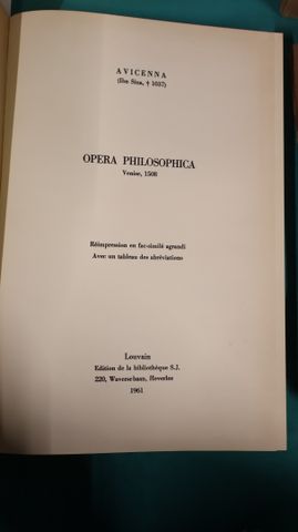 AVICENNA: Opera philosophica Venise, 1508. Réimpression en fac-si...
