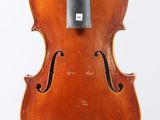 gros plan d'un violon avec un archet sur fond blanc
