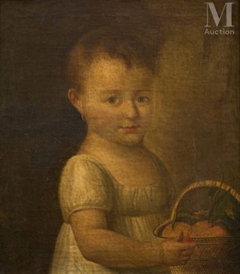 un tableau représentant une jeune fille tenant un panier de fruits