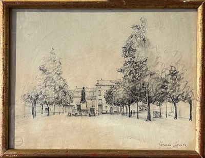 Socrate FOSCATO (XXe). Place de village.