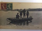 an old photo of a group of people in a boat on a lake
