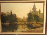 une photo d'un tableau représentant un château au bord de l'eau