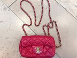 chanel red quilted lambskin mini flap bag