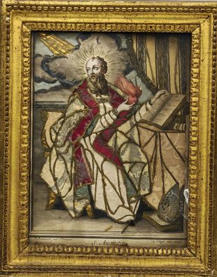 une image représentant un tableau où l'on voit Jésus tenant une croix