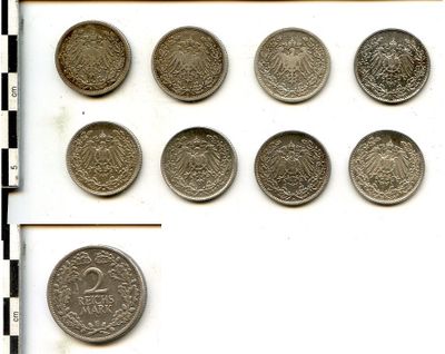 Allemagne. 1 Mark. KM #7 (1875F, 1876Ax2, 1881G RARE) ; KM #…