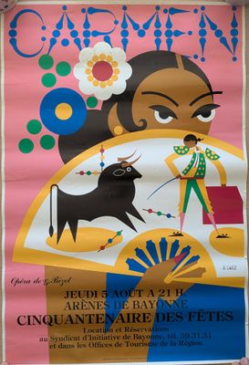 an advertisement for a circus show featuring a bull and a woman