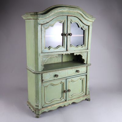 Ancien Buffet Miniature En Bois Peint Pour Poupée - Jouet Français 5-7 Ans - Mobilier Poupée