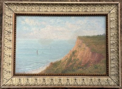 a picture of a painting of a sailboat on the water