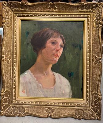 Ecole XXe. Portrait. HSToile. 46 x 38 cm. - Photo 1