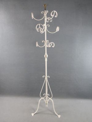 Portemanteau en métal courbé peint en blanc à 9 patères