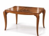 une image représentant une table en bois avec un plateau et des pieds en bois